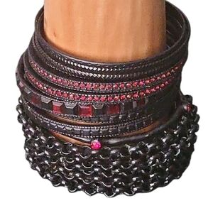 Bangle bracelet set 15pc Black New